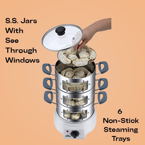 Steemo S.S Momo Maker With S.S Jars Having See Through Windows - Steemo  Kitchen Appliances