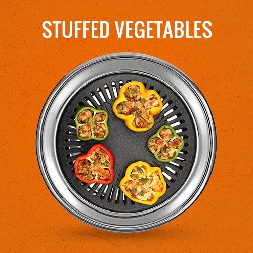 make stuffed vegetable in gas grill stove