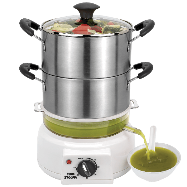 2 Tier Stainless Steel Electric Food Steamer Transparent Steam Cooker  Kitchen