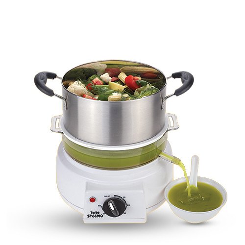 steemo stainless steel steam cooker with veg soup maker attachments